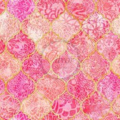 Mavi Mor Moroccan Desenli Kumaş pembe