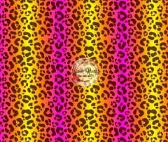 Pembe Şeritli Leopar Desenli Kumaş