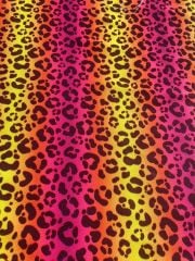 Pembe Şeritli Leopar Desenli Kumaş