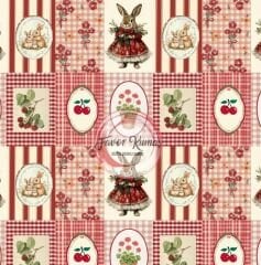 Vintage Pötikare Kırmızı Desenli Kumaş