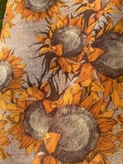 Turuncu Ayçiçeği Desenli Kumaş