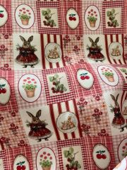 Vintage Pötikare Kırmızı Desenli Kumaş