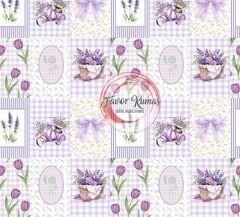 Vintage Pötikare Lila Desenli Kumaş