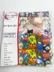 Sıralı Kedi Desenli Hobi Kumaş Seti