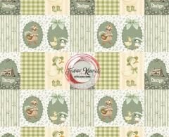 Vintage Pötikare Yeşil Desenli Kumaş