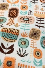 Somon Rengi Retro Desenli Kumaş