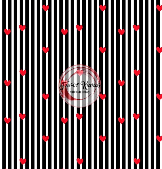 Çıtır Çizgili Ve Kırmızı Kalp Desenli Kumaşlar 1