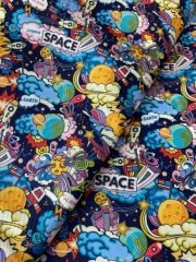 Uzay Space Desenli Kumaş