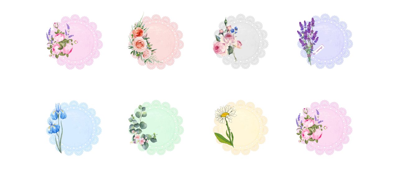 Çiçek Desenli Supla Kumaşı 60 cm-8 adet