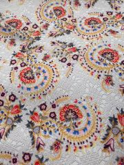 Etnik Nakış Desenli Kumaş krem