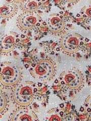 Etnik Nakış Desenli Kumaş krem