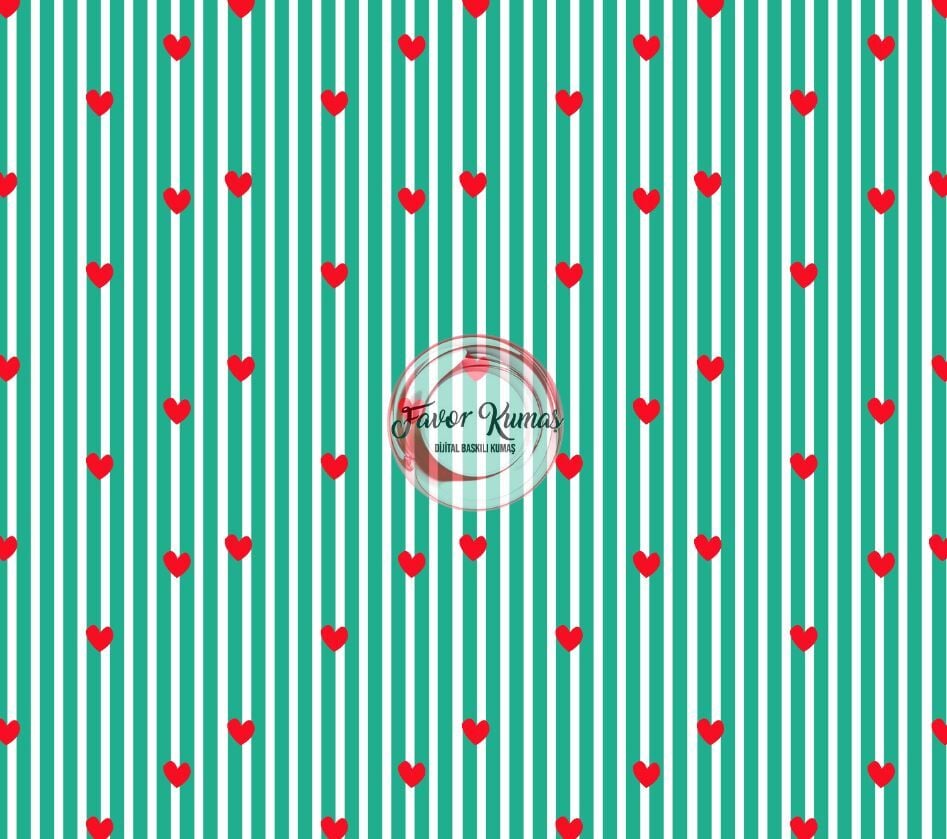 Çıtır Çizgili Ve Kırmızı Kalp Desenli Kumaşlar 2