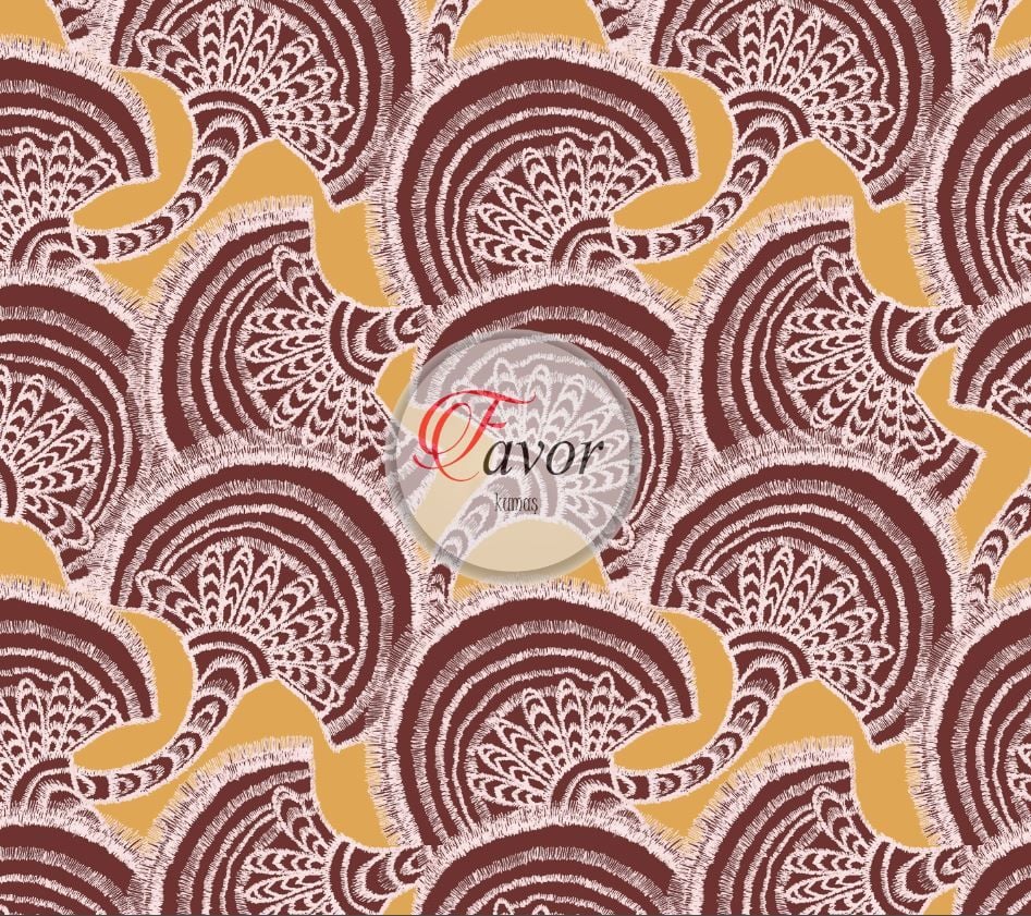 Yelpaze Desenli Kumaş 2 Döşemelik Petek Kumaş - çiçek motif