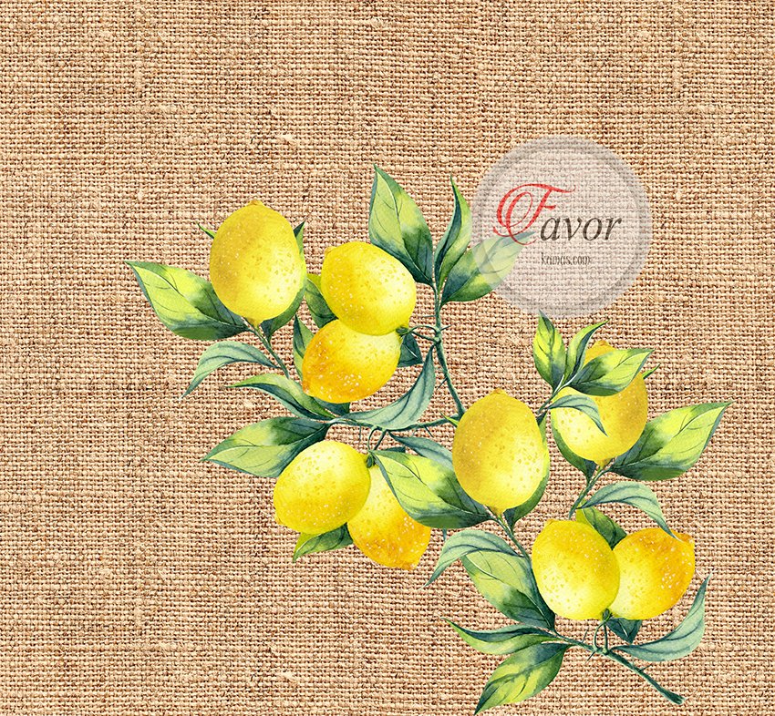 Limon Baskılı Keten Görünümlü Kumaş