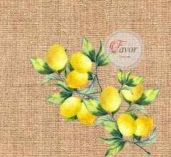 Limon Baskılı Keten Görünümlü Kumaş