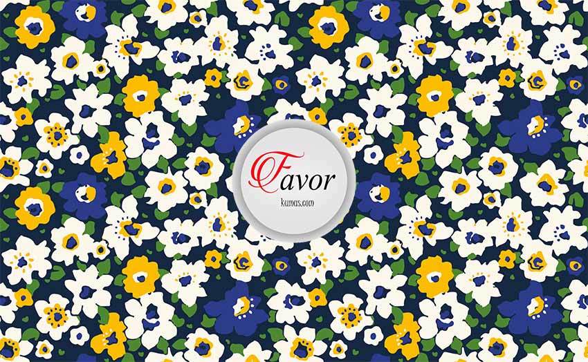 Menekşe Desenli Kumaş mavi