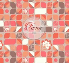 Geometrik Retro Çiçek Desenli Kumaş Döşemelik Petek Kumaş - vizon