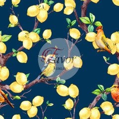 Limon Ağacı Desenli Kumaş