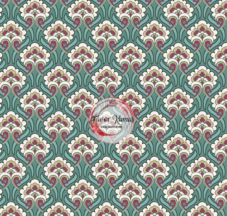 Retro Geometrik Çiçek Desenli Kumaş