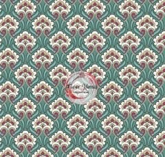 Retro Geometrik Çiçek Desenli Kumaş