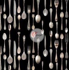 Çatal Kaşık Desenli Kumaş Döşemelik Petek Kumaş - siyah