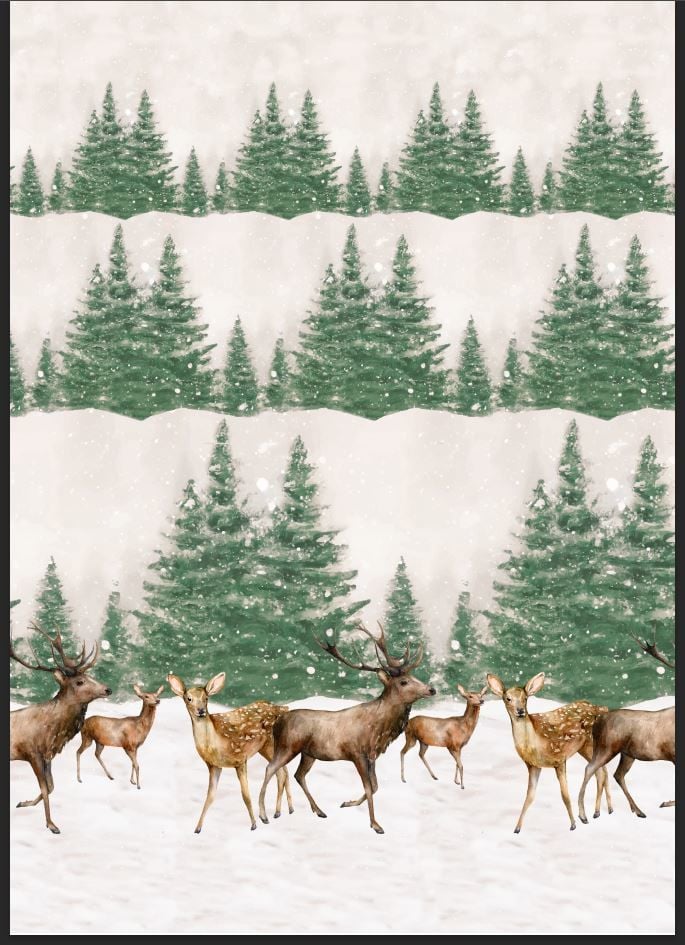 Yılbaşı Orman Geyikleri Runner ve Supla Kumaşı