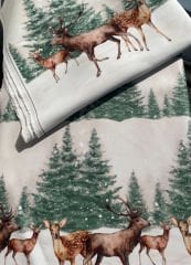 Yılbaşı Orman Geyikleri Runner ve Supla Kumaşı