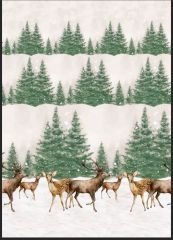 Yılbaşı Orman Geyikleri Runner ve Supla Kumaşı 1 mt -2 adet runner