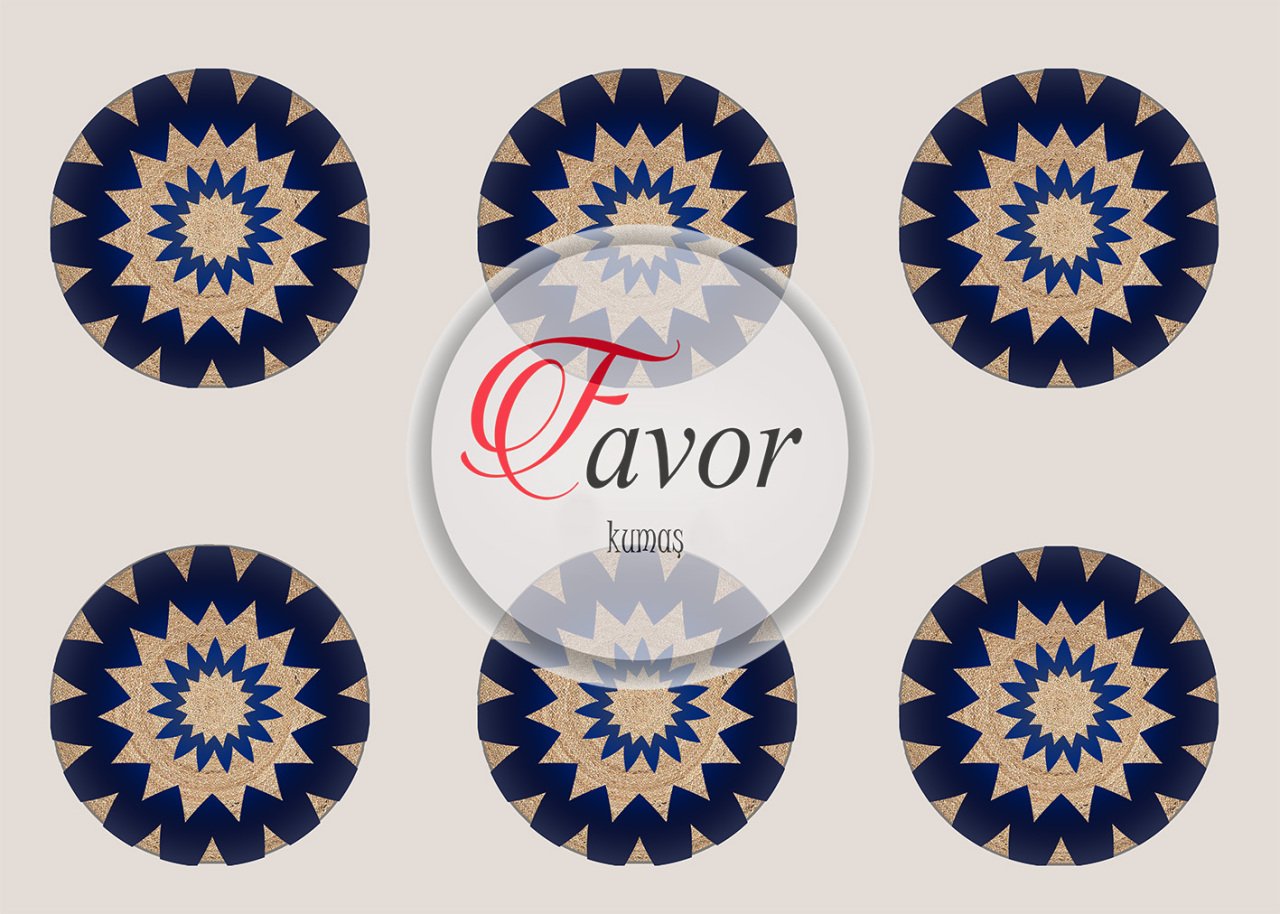 Lacivert Desenli Runner ve Supla Kumaşı 1 mt -6 adet supla