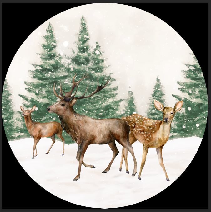 Yılbaşı Orman Geyikleri Runner ve Supla Kumaşı 1 mt - supla 6 adet