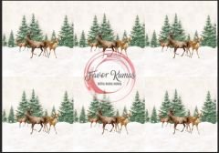 Yılbaşı Orman Geyikleri Runner ve Supla Kumaşı 1 mt - supla 6 adet