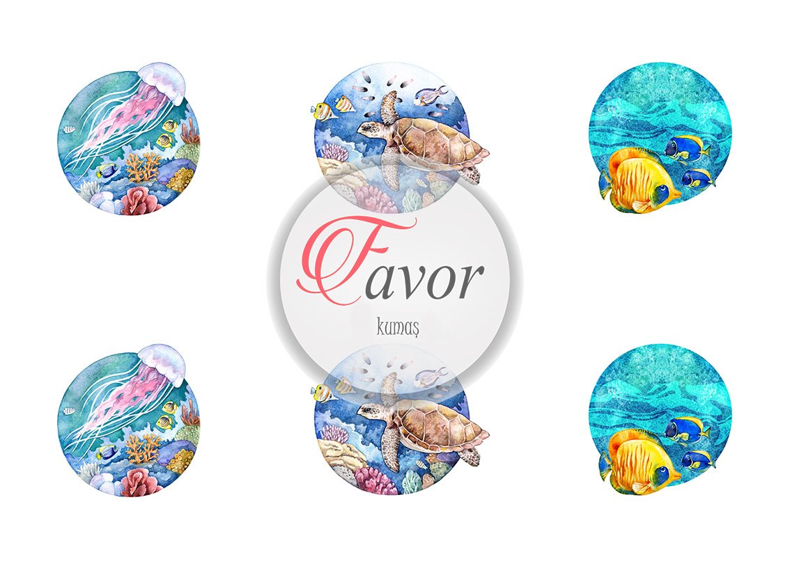 Deniz Altı Desenli Supla Kumaşı 35'lik supla için-1 mt 6 adet