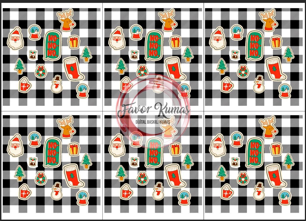 Yılbaşı Kamyonu Runner ve Supla Kumaşı kırlent -45x45 cm- 6 adet