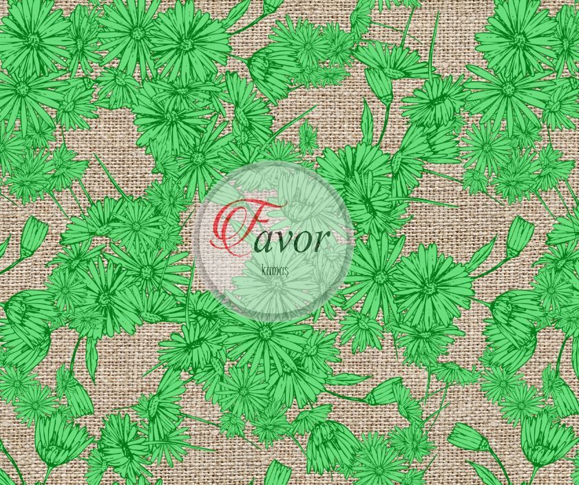 Keten Zemin Kareli Renkli Çiçekli Kumaş Döşemelik Petek Kumaş - yeşil