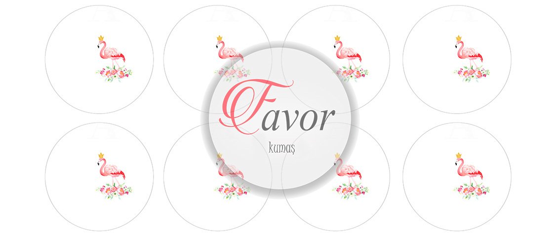 Filamingo Desenli Kahve Supla Kumaşı 8 tane kahve suplası-60 cm