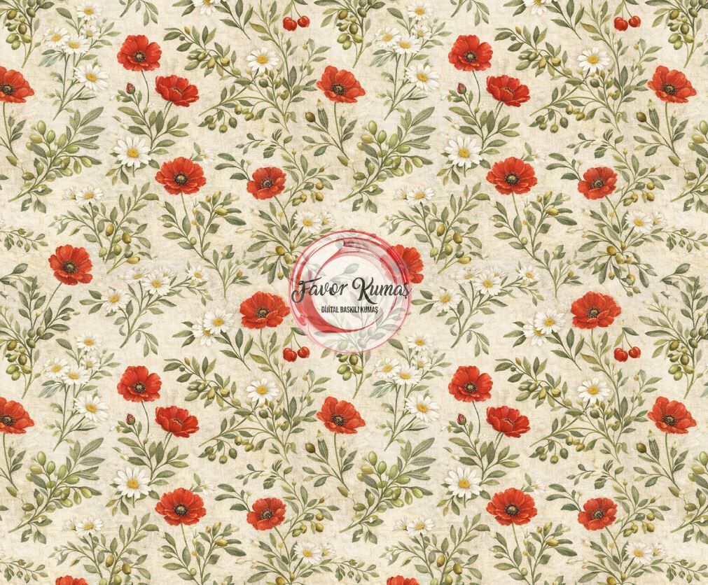 Anadolu Botanik Desenli Kumaş