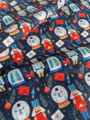 Yılbaşı Kurşun Asker Ve Kar Küresi Desenli Kumaş