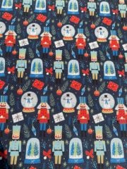 Yılbaşı Kurşun Asker Ve Kar Küresi Desenli Kumaş