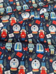 Yılbaşı Kurşun Asker Ve Kar Küresi Desenli Kumaş