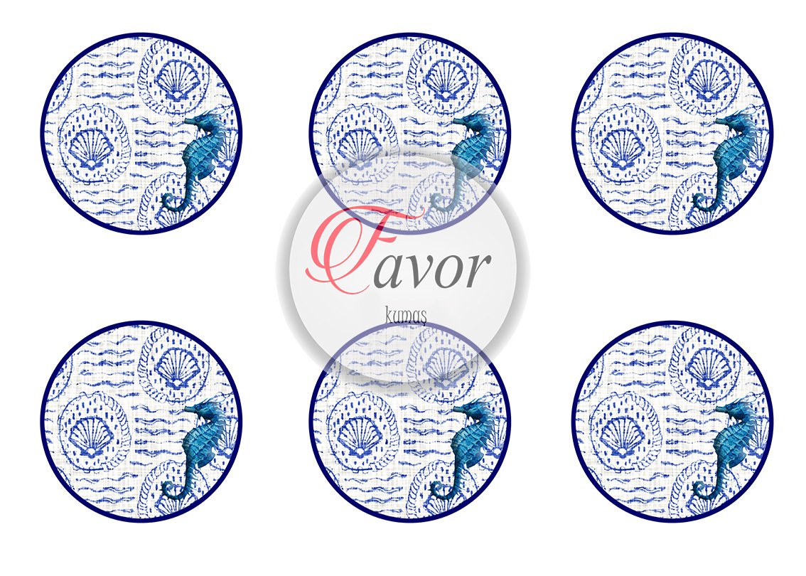 Deniz Atı Desenli Runner ve Supla Kumaşı 1 mt -6 adet supla