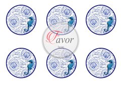 Deniz Atı Desenli Runner ve Supla Kumaşı 1 mt -6 adet supla