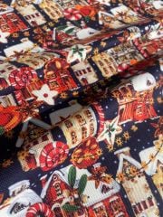 Yılbaşı Şehir Desenli Kumaş