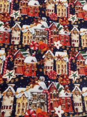 Yılbaşı Şehir Desenli Kumaş