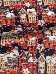 Yılbaşı Şehir Desenli Kumaş