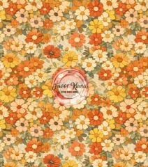 Retro Çiçek Patlaması Desenli Kumaş