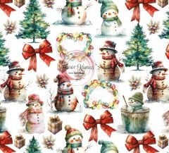 Yılbaşı Kardan Adamlar  Desenli Kumaş