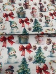 Yılbaşı Kardan Adamlar  Desenli Kumaş