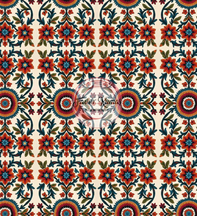 Anadolu Rozeti Desenli Kumaş