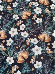 Yılbaşı Fener Ve Beyaz Çiçek Desenli Kumaş