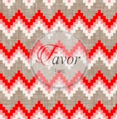 Keten Zemin Renkli Zikzak Desenli Kumaş Döşemelik Petek Kumaş - kırmızı